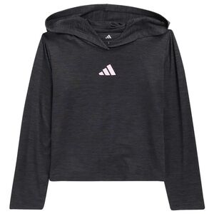 Adidas Kids Charcoal Hoodie with Pink Logo